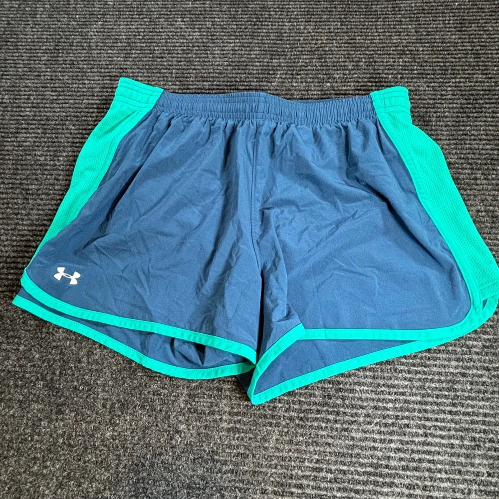 Under Armour Womens Fly By Running Shorts Teal Aqua Blue Mesh Panels Size Medium